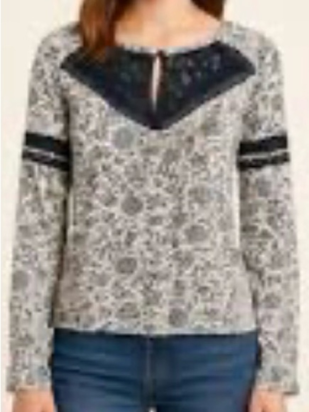 Sundance  Floral Lace-Yoke Long Sleeve